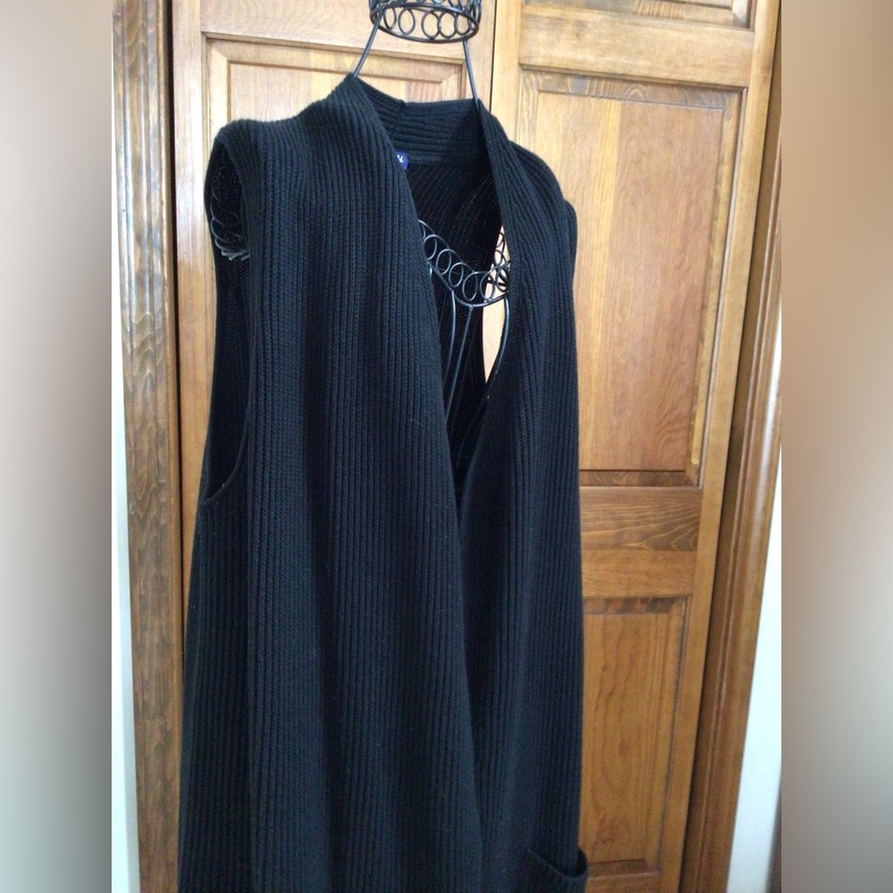 Splendid Cotton blend sleeveless cardigan, Black, Small - Picture 6 of 11